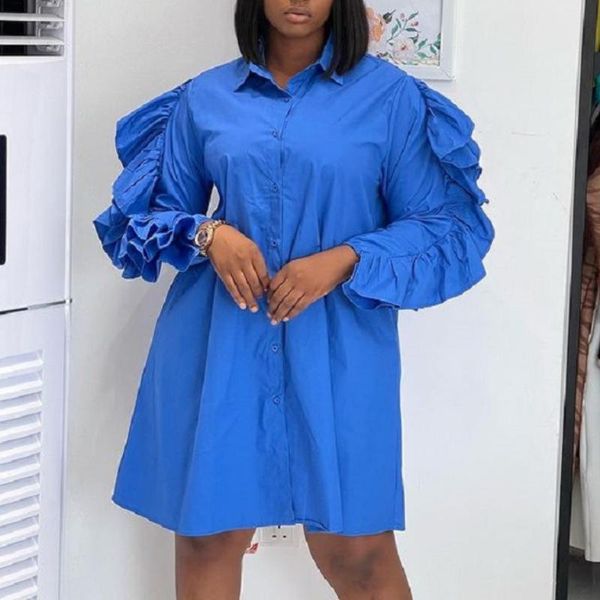 casual dresses women shirt dress long sleeves ruffles button up loose fashion african female autumn fall oversized blue black orange, Black;gray
casual dresses women shirt dress long sleeves ruffles button up loose fashion african female autumn fall oversized blue black orange, Black;gray