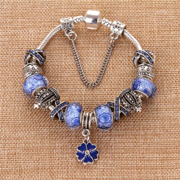 charm bracelets european style silver plated flower pendant blue crystal fashion diy elegant charms pand & bangles for women gift, Golden;silver
charm bracelets european style silver plated flower pendant blue crystal fashion diy elegant charms pand & bangles for women gift, Golden;silver