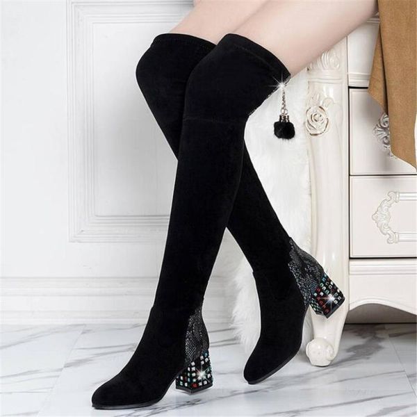 boots thick-heeled knee-high women's 2021 autumn winter high heel long women plus velvet fashion thigh, Black
boots thick-heeled knee-high women's 2021 autumn winter high heel long women plus velvet fashion thigh, Black