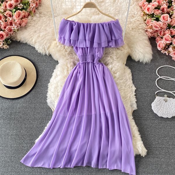 yellow/purple/white chiffon dress women slash neck ruffle robe elegant ruffle high waist vestidos female beach vacation new, Black;gray
yellow/purple/white chiffon dress women slash neck ruffle robe elegant ruffle high waist vestidos female beach vacation new, Black;gray