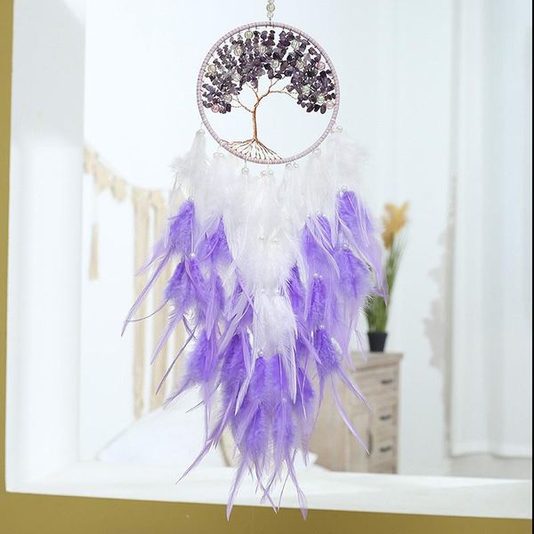 decorative objects & figurines white purple feathers pendant creative gravel tree of life dream catcher wall hanging wind chimes home decor
decorative objects & figurines white purple feathers pendant creative gravel tree of life dream catcher wall hanging wind chimes home decor