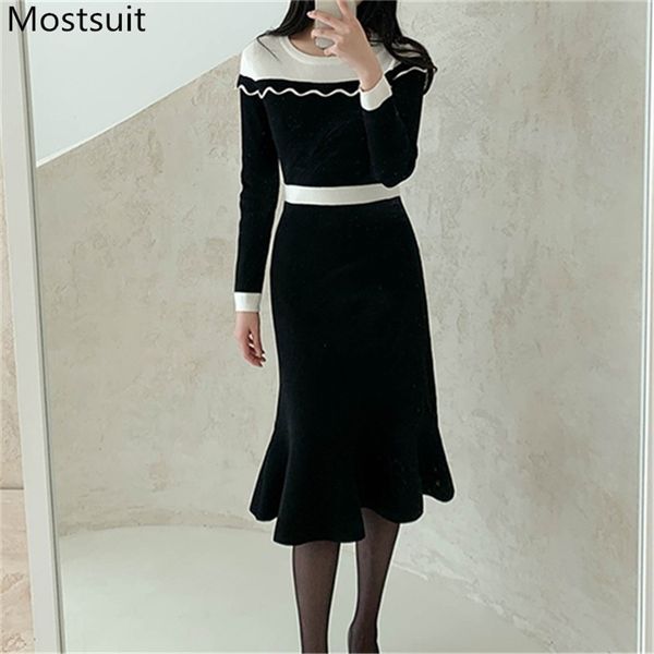 color-blocked elegant knitted women dress spring full sleeve o-neck korean ladies dresses vestidos femme 210513, Black;gray
color-blocked elegant knitted women dress spring full sleeve o-neck korean ladies dresses vestidos femme 210513, Black;gray
