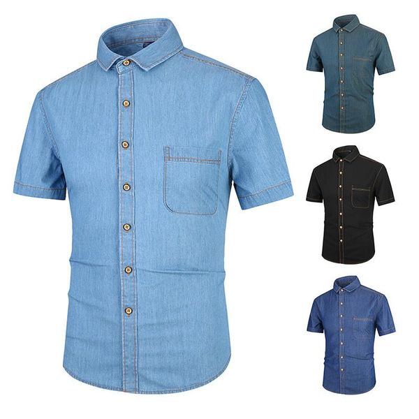 summer short sleeve cotton denim men shirt thin slim fit casual boys japanese style male button light blue oversized shirts men's, White;black
summer short sleeve cotton denim men shirt thin slim fit casual boys japanese style male button light blue oversized shirts men's, White;black