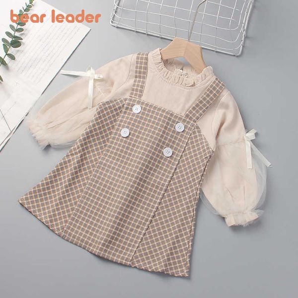 bear leader girls autumn long sleeves dress fashion kids plaid suspender princess costume baby elegant vestidos outfit 2-6y 210708, Red;yellow 
bear leader girls autumn long sleeves dress fashion kids plaid suspender princess costume baby elegant vestidos outfit 2-6y 210708, Red;yellow