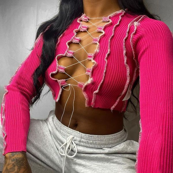 women's t-shirt 2021 women slim t-shirts femme contrasting color crop y2k t shirt long sleeved strappy hollow out harajuku, White
women's t-shirt 2021 women slim t-shirts femme contrasting color crop y2k t shirt long sleeved strappy hollow out harajuku, White