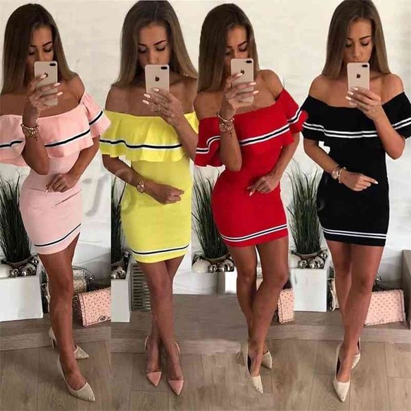 summer slash neck ruffles mini dress women off shoulder bodycon slim elegant striped party beach vestidos sundress 210520, Black;gray
summer slash neck ruffles mini dress women off shoulder bodycon slim elegant striped party beach vestidos sundress 210520, Black;gray