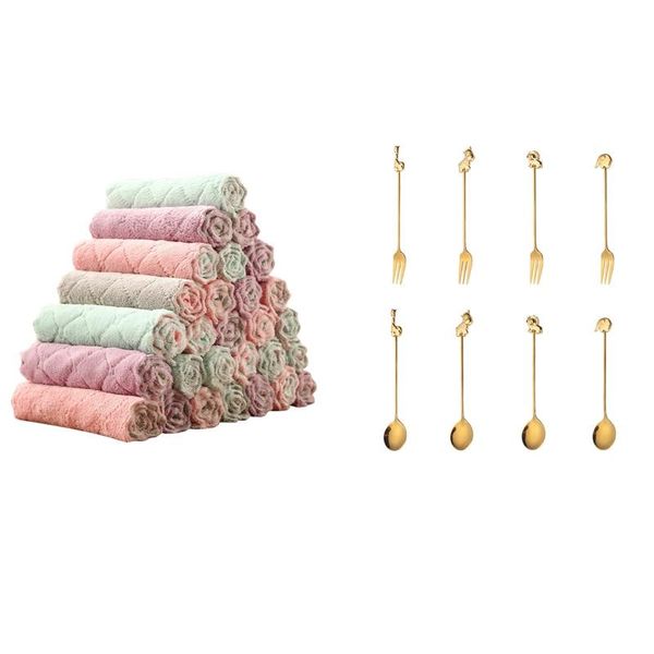 spoons 6pcs oil coral hanging kitchen dishclout hand towels with 8pcs tableware fork spoon christmas gift apoon set
spoons 6pcs oil coral hanging kitchen dishclout hand towels with 8pcs tableware fork spoon christmas gift apoon set