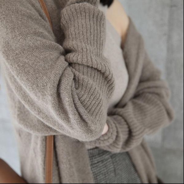 long section knit cardigan loose women sweaters thick autumn and winter coat female drop, White;black
long section knit cardigan loose women sweaters thick autumn and winter coat female drop, White;black