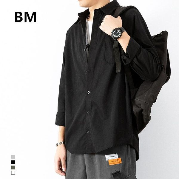 fashion loose solid color casual shirt korean style clothes men clothing autumn japanese streetwear harajuku male men's shirts, White;black
fashion loose solid color casual shirt korean style clothes men clothing autumn japanese streetwear harajuku male men's shirts, White;black