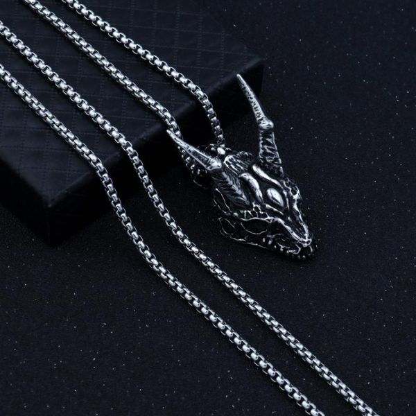 men's stainless steel old retro style demon dragon skull personality men and women pendant necklace necklaces, Silver
men's stainless steel old retro style demon dragon skull personality men and women pendant necklace necklaces, Silver