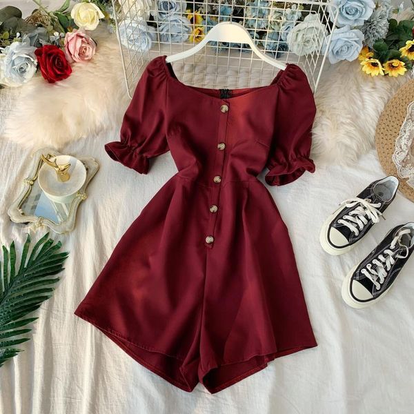women's jumpsuits & rompers 2021 summer france square collar jumpsuit fresh slim shorts casual women romper, Black;white
women's jumpsuits & rompers 2021 summer france square collar jumpsuit fresh slim shorts casual women romper, Black;white