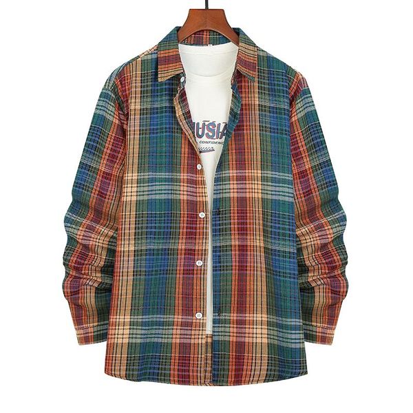 men's casual shirts autumn/winter 2021 european size lapel long-sleeve multi-color plaid loose shirt, White;black
men's casual shirts autumn/winter 2021 european size lapel long-sleeve multi-color plaid loose shirt, White;black