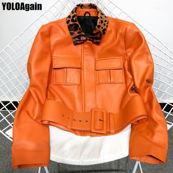 women's leather & faux yoloagain women genuine jacket ladies leopard collar orange real, Black
women's leather & faux yoloagain women genuine jacket ladies leopard collar orange real, Black