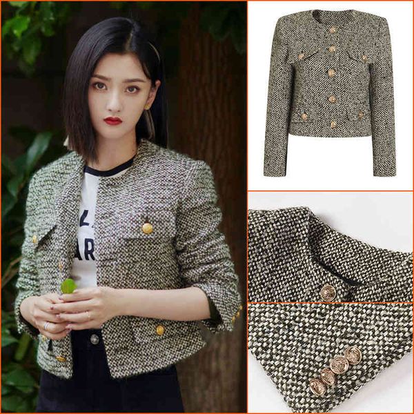 song zuer's same autumn and winter new french et small lady's short tweed coat, Black;brown
song zuer's same autumn and winter new french et small lady's short tweed coat, Black;brown