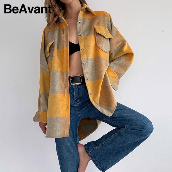 beavant streetwear long sleeve loose ladies jackets casual plaid women blouse tweed coat buttons pockets female blend coats 2021 women', Black;brown
beavant streetwear long sleeve loose ladies jackets casual plaid women blouse tweed coat buttons pockets female blend coats 2021 women', Black;brown