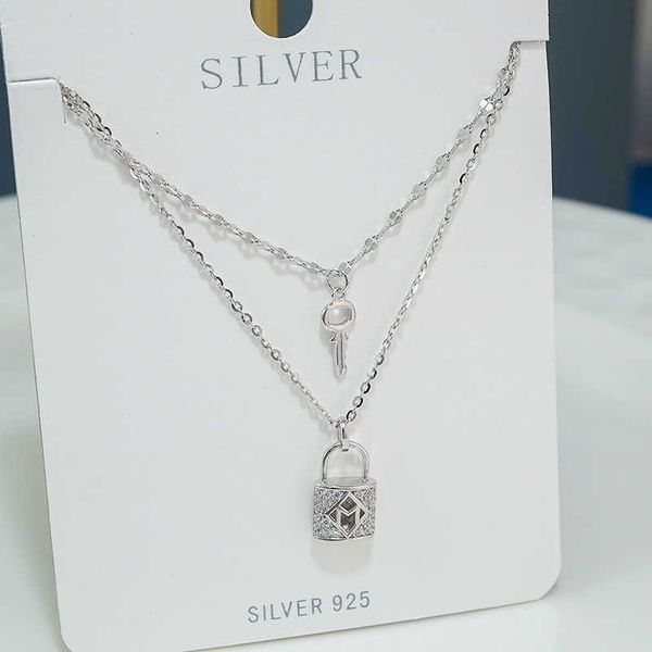 s925 sterling sier korean style lock cylinder key double layer necklace temperament pendant personality net red clavicle chain 321dz, Silver
s925 sterling sier korean style lock cylinder key double layer necklace temperament pendant personality net red clavicle chain 321dz, Silver