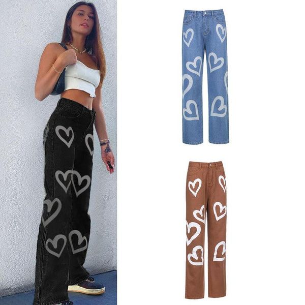 men's jeans women in the summer of 2021 with rich female love printing straight leg easy leisure high waist, Blue
men's jeans women in the summer of 2021 with rich female love printing straight leg easy leisure high waist, Blue