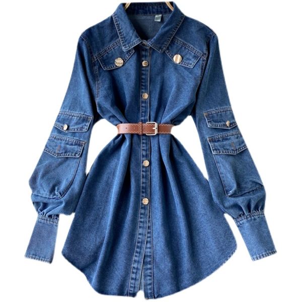 women's blouses & shirts ladies spring fashion retro denim shirt workwear women mid-length big pocket long-sleeve korean slim, White
women's blouses & shirts ladies spring fashion retro denim shirt workwear women mid-length big pocket long-sleeve korean slim, White