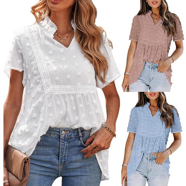 women's blouses & shirts 2021 summer chiffon jacquard wool ball lace all-match female shirt top, White
women's blouses & shirts 2021 summer chiffon jacquard wool ball lace all-match female shirt top, White
