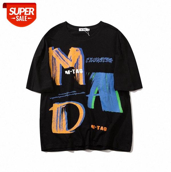 european and american high street simple printed t-shirt loose contrast color letter printing casual round neck short sleeve tee #oz9z, White;black
european and american high street simple printed t-shirt loose contrast color letter printing casual round neck short sleeve tee #oz9z, White;black