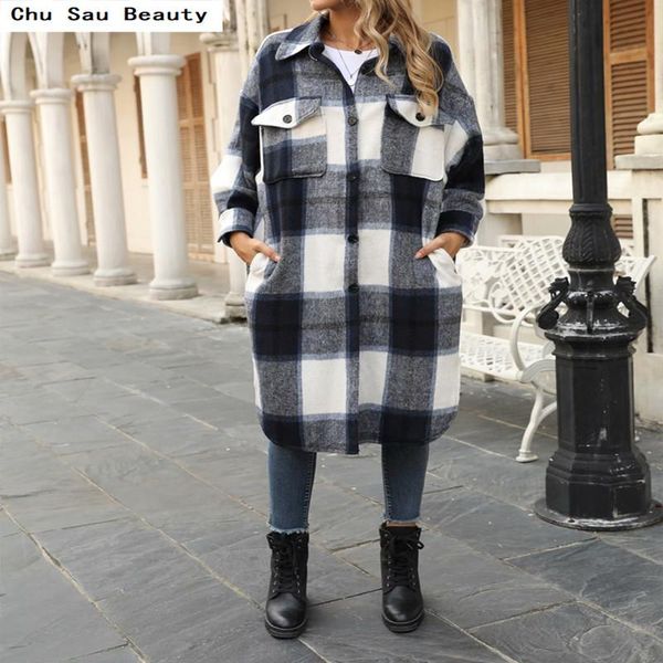 women's wool & blends 2021 fashion lapel woolen plaid shirt coat ladies autumn&winter retro casual single-breasted loose long jacket, Black
women's wool & blends 2021 fashion lapel woolen plaid shirt coat ladies autumn&winter retro casual single-breasted loose long jacket, Black