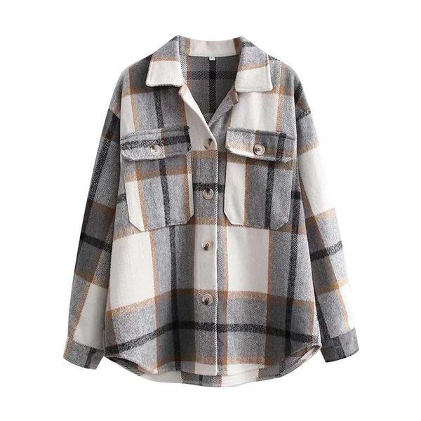 autumn long sleeve lapel plaid shirt women's leisure simple wind loose tweed coat, Black;brown
autumn long sleeve lapel plaid shirt women's leisure simple wind loose tweed coat, Black;brown