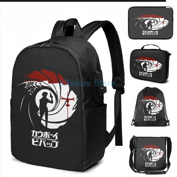 funny graphic print cowboy bebop usb charge backpack men school bags women bag travel laptop
funny graphic print cowboy bebop usb charge backpack men school bags women bag travel laptop