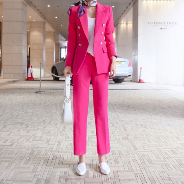 fashion professional suit jacket pants 2-piece set rose red mid-length wear female 210527, White;black
fashion professional suit jacket pants 2-piece set rose red mid-length wear female 210527, White;black