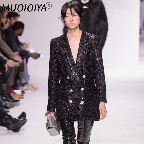 women's suits & blazers blazer jacket women elegant long black sequin beading blaser female runway designer outwear stage slim chic top, White;black
women's suits & blazers blazer jacket women elegant long black sequin beading blaser female runway designer outwear stage slim chic top, White;black