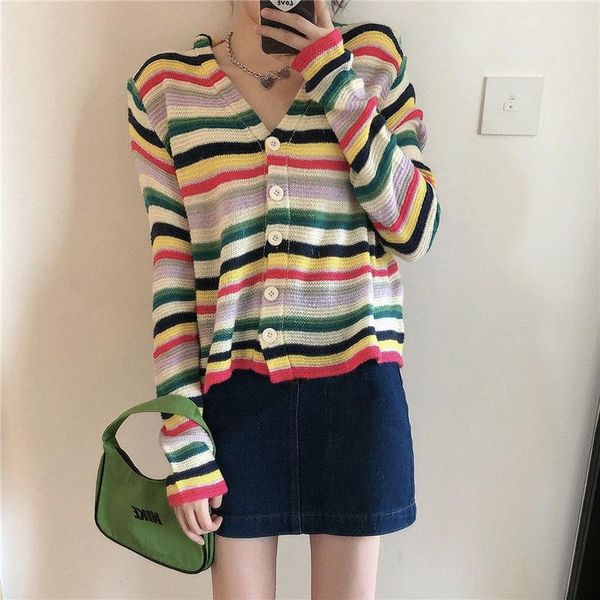 women's t-shirt retro ins rainbow striped female korean harajuku t-shirts japanese kawaii ladies ulzzang clothes for women, White
women's t-shirt retro ins rainbow striped female korean harajuku t-shirts japanese kawaii ladies ulzzang clothes for women, White