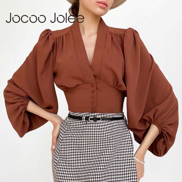 jocoo jolee women elegant lantern sleeve v neck blouse casual solid single-breasted cropped office lady shirts 210619, White
jocoo jolee women elegant lantern sleeve v neck blouse casual solid single-breasted cropped office lady shirts 210619, White