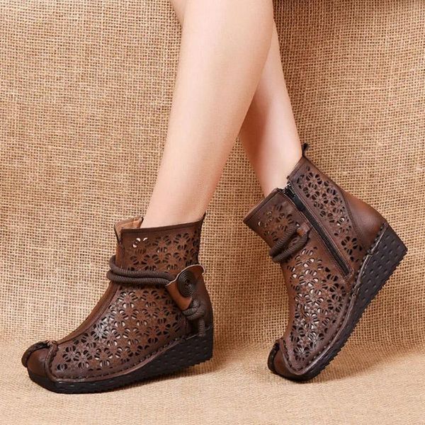 boots gktinoo summer women ankle handmade genuine leather hollow out sandals wedge women's shoes soft bottom, Black
boots gktinoo summer women ankle handmade genuine leather hollow out sandals wedge women's shoes soft bottom, Black