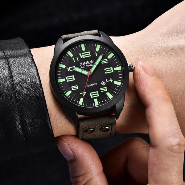 wristwatches xi the mens' watches leather strap simple calendar luminous dial outdoor men's quartz watch male clock relogio mascul, Slivery;brown
wristwatches xi the mens' watches leather strap simple calendar luminous dial outdoor men's quartz watch male clock relogio mascul, Slivery;brown