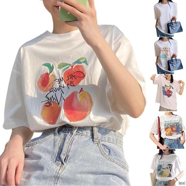 women's t-shirt cute loose tee women ladies short sleeve round neck bear fruit letter print comfortable casual harajuku fashion t shirt, White
women's t-shirt cute loose tee women ladies short sleeve round neck bear fruit letter print comfortable casual harajuku fashion t shirt, White