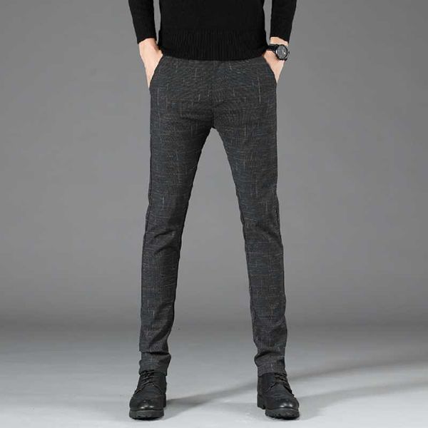 men's pants casual checked business slim fit dark gray classic style stretch brand clothing 1dby, Black
men's pants casual checked business slim fit dark gray classic style stretch brand clothing 1dby, Black