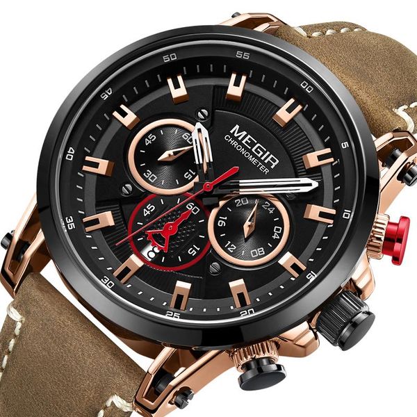 wristwatches megir mens watches fashion business quartz watch men sport leather waterproof black clock relogio masculino, Slivery;brown
wristwatches megir mens watches fashion business quartz watch men sport leather waterproof black clock relogio masculino, Slivery;brown