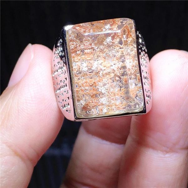 18x13mm natural orange red phantom quartz ring adjustable rectangle garden 925 sterling silver bead cluster rings, Golden;silver
18x13mm natural orange red phantom quartz ring adjustable rectangle garden 925 sterling silver bead cluster rings, Golden;silver