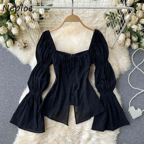 neploe sqaure colalr clavicle expose blouse women pullover flare long sleeve black velet blusas spring split shirt 210510, White
neploe sqaure colalr clavicle expose blouse women pullover flare long sleeve black velet blusas spring split shirt 210510, White