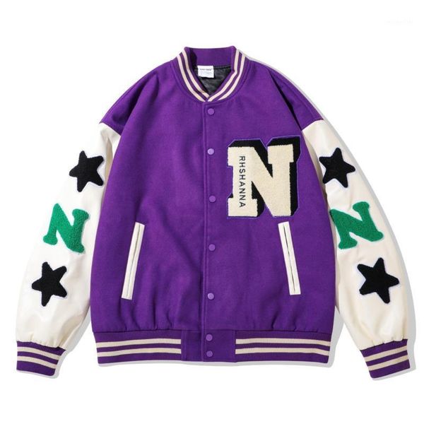 men's jackets hip hop baseball jacket patchwork pu leather sleeve autumn high street male women flocking star tweed coats, Black;brown
men's jackets hip hop baseball jacket patchwork pu leather sleeve autumn high street male women flocking star tweed coats, Black;brown