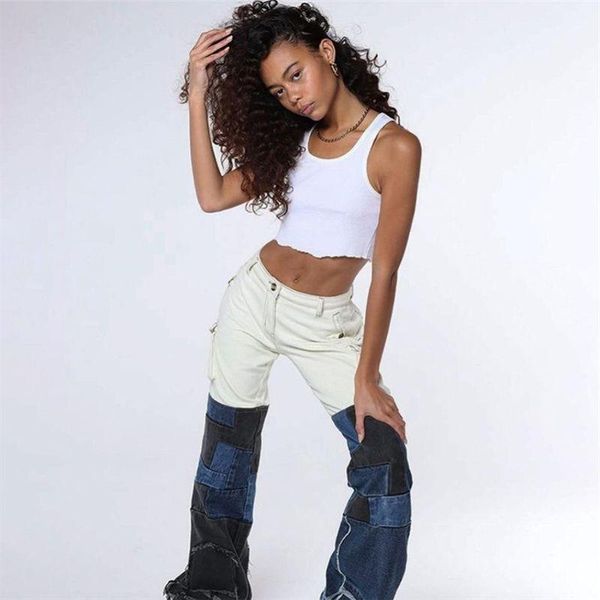 women's jeans patchwork woman high waist straight cargo pants 2021 summer korean fashion streetwear pockets denim safari trousers, Blue
women's jeans patchwork woman high waist straight cargo pants 2021 summer korean fashion streetwear pockets denim safari trousers, Blue