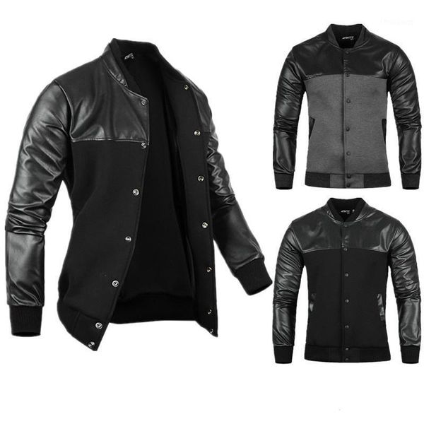 men's jackets man jacket autumn mens pu leather stitching black/grey leisure skim casual outerwear and coats, Black;brown
men's jackets man jacket autumn mens pu leather stitching black/grey leisure skim casual outerwear and coats, Black;brown