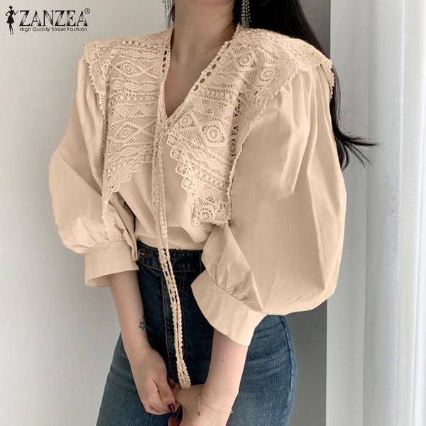 women's blouses & shirts 2021 zanzea lace patchwork blouse office lady oversized spring autumn puff sleeve casual solid v-neck loose b, White
women's blouses & shirts 2021 zanzea lace patchwork blouse office lady oversized spring autumn puff sleeve casual solid v-neck loose b, White