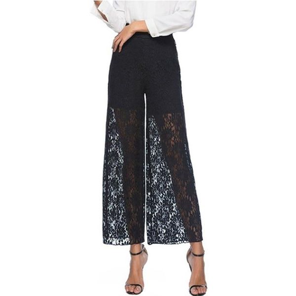 women's pants & capris lace crochet women hollow out high waist loose wide leg black casual office transparent trousers, Black;white
women's pants & capris lace crochet women hollow out high waist loose wide leg black casual office transparent trousers, Black;white