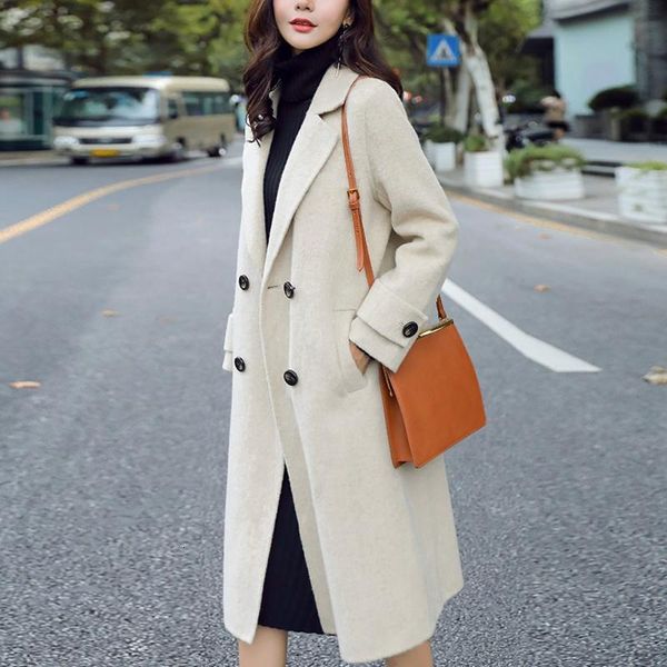women's wool & blends women thin blend coat work solid vintage winter office long sleeve button woolen jacket elegant overcoat pl8g, Black
women's wool & blends women thin blend coat work solid vintage winter office long sleeve button woolen jacket elegant overcoat pl8g, Black