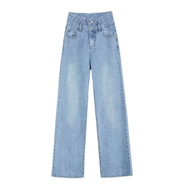 women's jeans high waist spring and autumn straight loose wide leg slimming versatile drape mop pants, Blue
women's jeans high waist spring and autumn straight loose wide leg slimming versatile drape mop pants, Blue