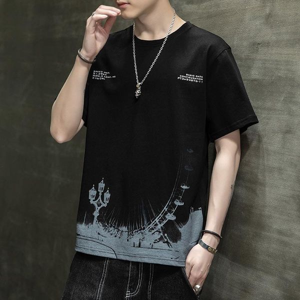 men's t-shirt summer cotton short-sleeved 2021 trend creative ferris wheel print casual korean style clothes clothing t-shirts, White;black
men's t-shirt summer cotton short-sleeved 2021 trend creative ferris wheel print casual korean style clothes clothing t-shirts, White;black