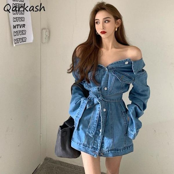 women's jackets basic women denim all-match spring casual outerwear vintage sashes pockets design long-style teens fashion daily clothe, Black;brown
women's jackets basic women denim all-match spring casual outerwear vintage sashes pockets design long-style teens fashion daily clothe, Black;brown