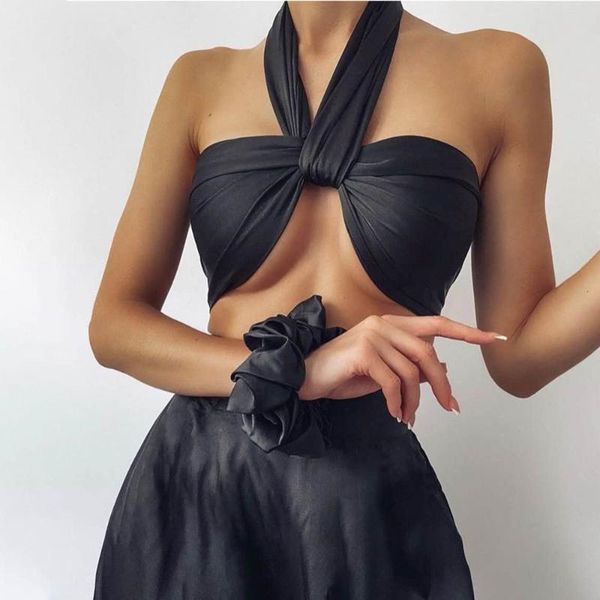 women's two piece pants liyong solid black women set bandage backless crop and high waist street loose casual summer, White
women's two piece pants liyong solid black women set bandage backless crop and high waist street loose casual summer, White