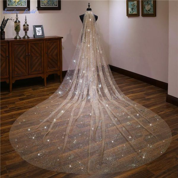 bridal veils sapphire accessories end 4m gold cathedral long wedding veil velo de novia 1 tier sequin with comb, Black
bridal veils sapphire accessories end 4m gold cathedral long wedding veil velo de novia 1 tier sequin with comb, Black