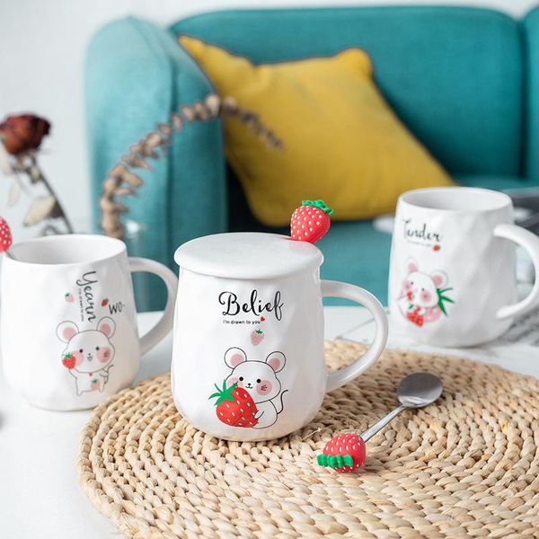 mugs lovely cartoon strawberry mouse ceramic cup student korean version with spoon lovers water household coffee mug
mugs lovely cartoon strawberry mouse ceramic cup student korean version with spoon lovers water household coffee mug